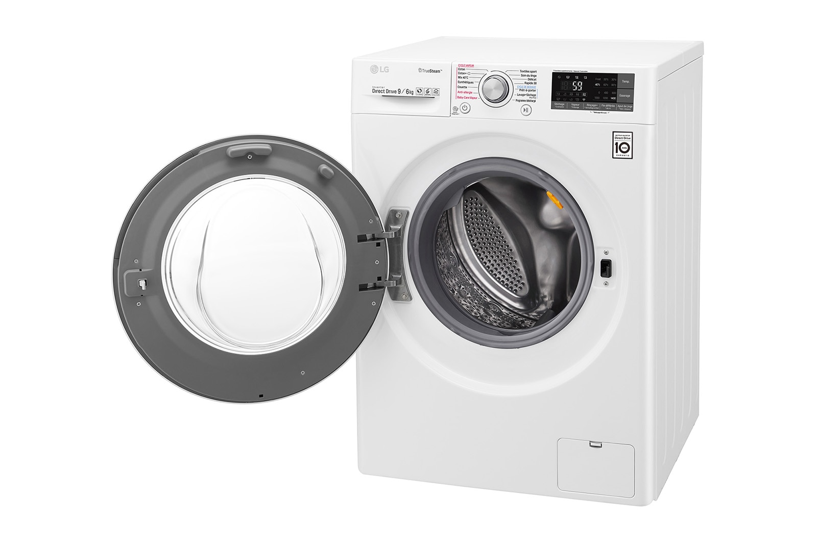 LG Lavante-séchante 9/6 KG | TrueSteam™ | EcoHybrid | 6 Motion Direct Drive™ | Wi-Fi | Smart Diagnosis™ | Moteur Direct Drive™ garanti 10 ans, LG F964J71WRH
