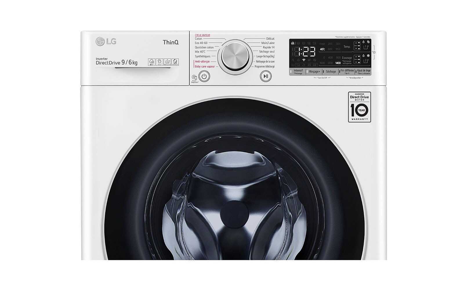 LG Lavante-séchante 9/6 kg - 68 L | Moteur AI Direct Drive™ garanti 10 ans | Dosage automatique ezDispense™, LG F964V41WRSA