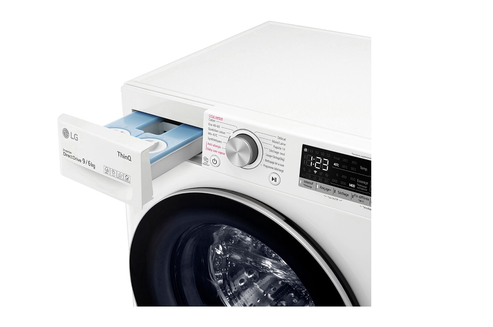 LG Lavante-séchante 9/6 kg - 68 L | Moteur AI Direct Drive™ garanti 10 ans | Dosage automatique ezDispense™, LG F964V41WRSA