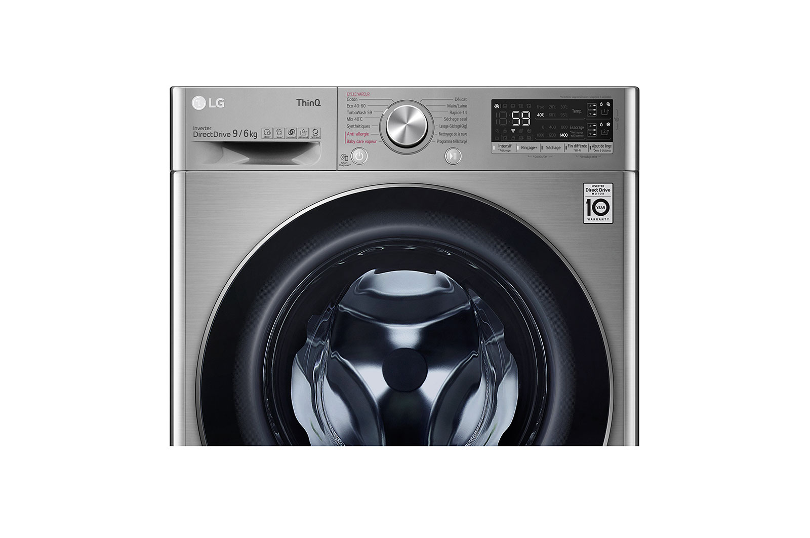 LG Lavante-séchante 9/6 kg - 68L | AI Direct Drive™ | Dosage automatique | Moteur Direct Drive™ garanti 10 ans, LG F964V52IRSA