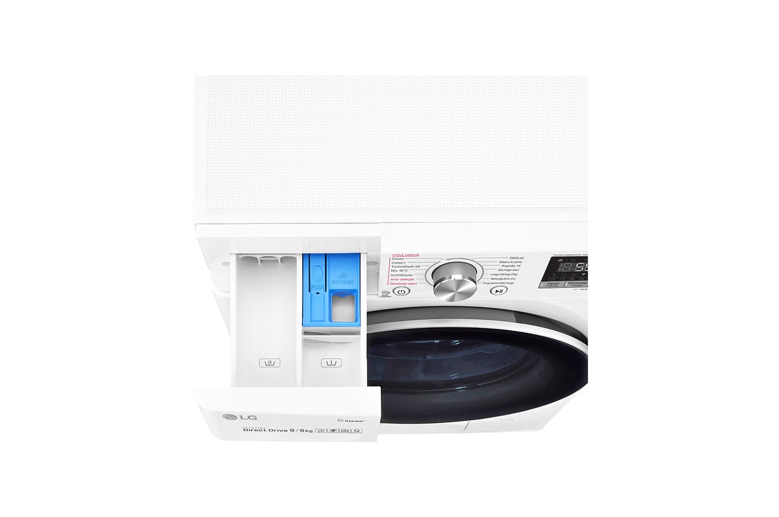 LG Lavante-séchante 9/6 KG - 68L | 6 Motion Direct Drive™ | Moteur Direct Drive™ garanti 10 ans | TurboWash™ | AIDD™ | Steam+™ | 52/71dB | A, LG F964V71WRH