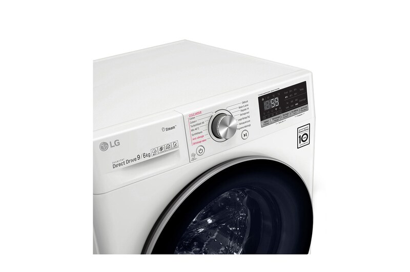 LG Lavante-séchante 9/6 KG - 68L | 6 Motion Direct Drive™ | Moteur Direct Drive™ garanti 10 ans | TurboWash™ | AIDD™ | Steam+™ | 52/71dB | A, LG F964V71WRH