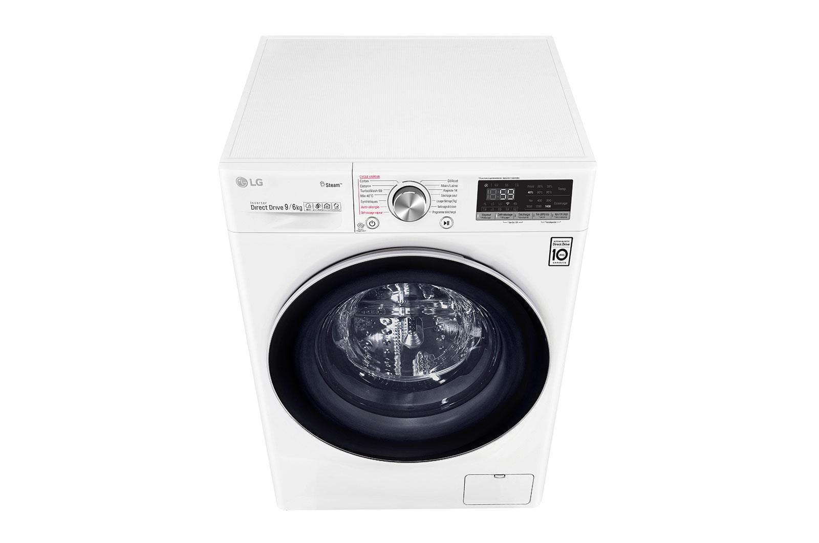 LG Lavante-séchante 9/6 KG - 68L | 6 Motion Direct Drive™ | Moteur Direct Drive™ garanti 10 ans | TurboWash™ | AIDD™ | Steam+™ | 52/71dB | A, LG F964V71WRH