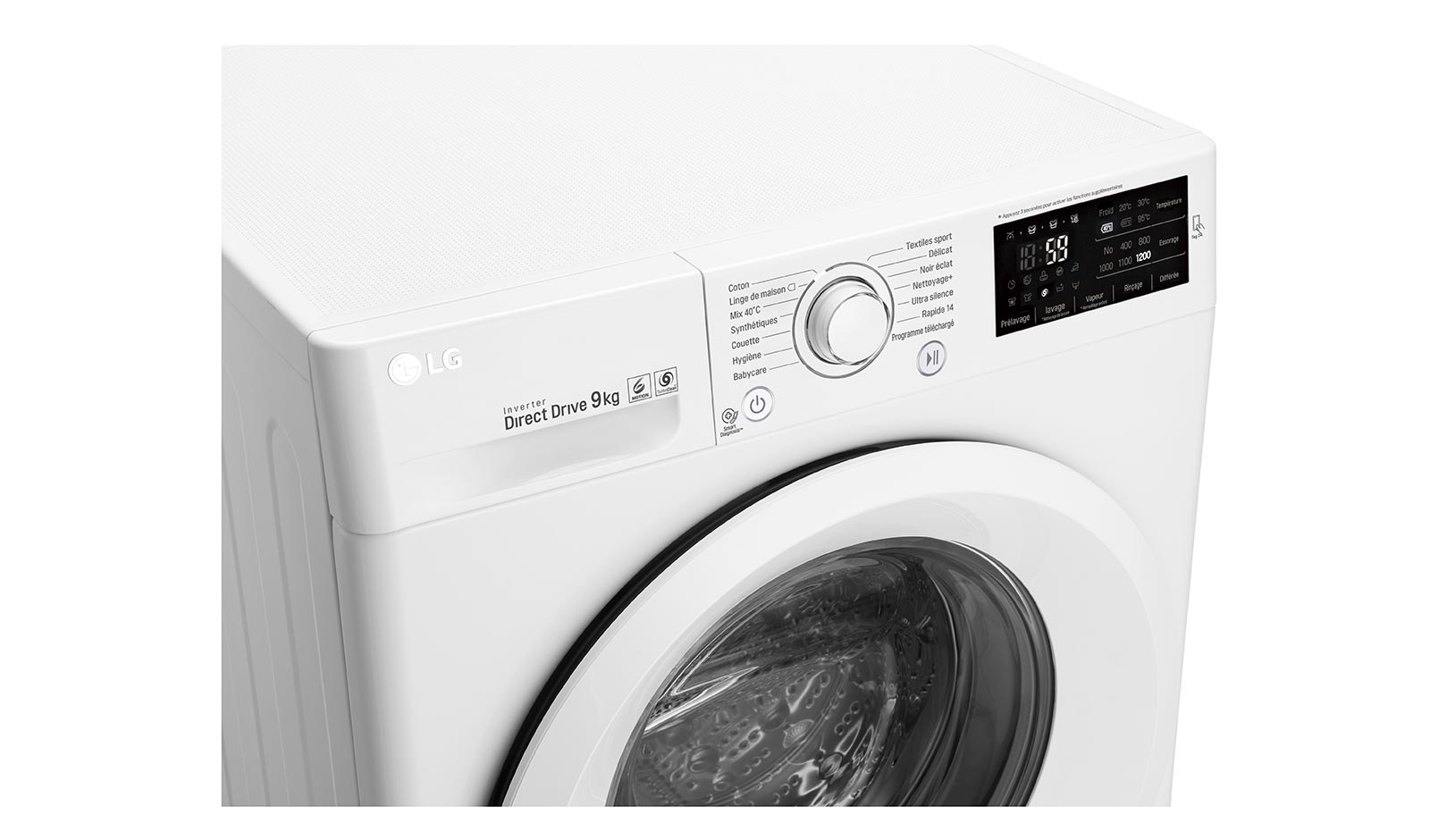 LG Lave-Linge 9KG  |1200 tours | 6 Motion Direct Drive™ | Smart Diagnosis™ | Moteur Direct Drive™ – Garanti 10 ans , LG FH2U2VFN3