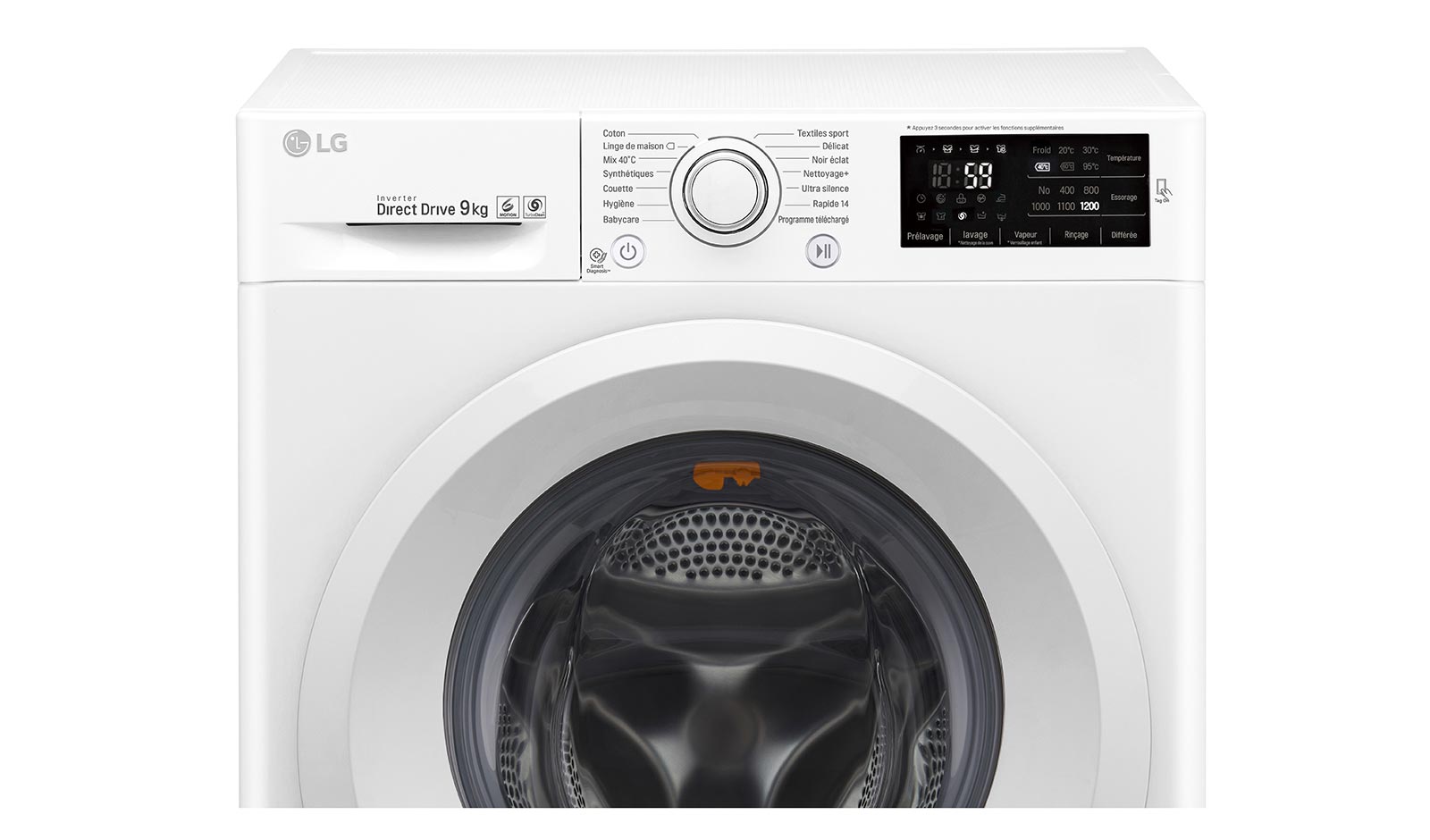 LG Lave-Linge 9KG  |1200 tours | 6 Motion Direct Drive™ | Smart Diagnosis™ | Moteur Direct Drive™ – Garanti 10 ans , LG FH2U2VFN3