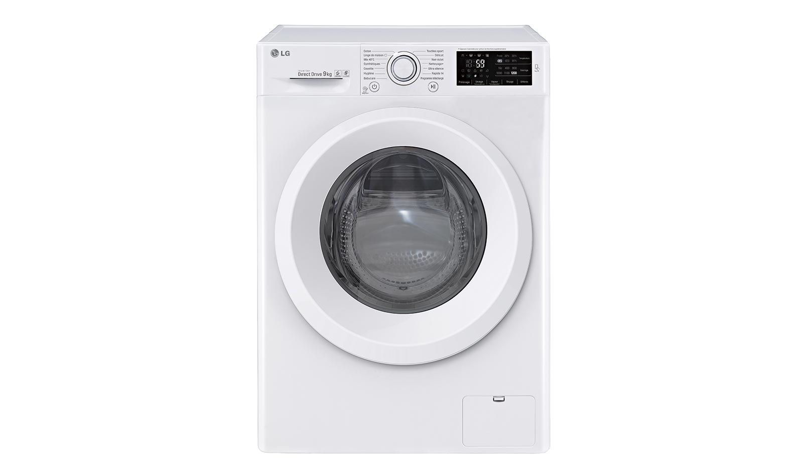 Vue avant de Lave-Linge 9KG  |1200 tours | 6 Motion Direct Drive™ | Smart Diagnosis™ | Moteur Direct Drive™ – Garanti 10 ans  LG FH2U2VFN3