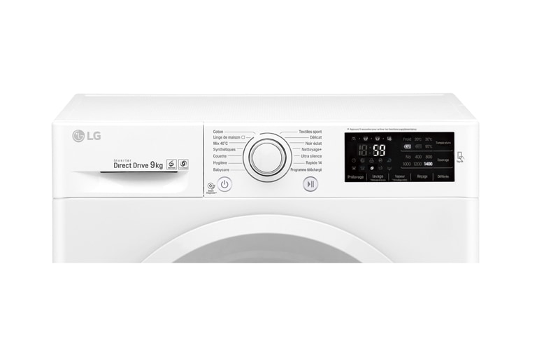 LG Lave-Linge 9KG  |1400 tours | Turbo Wash™ |  6 Motion Direct Drive™ | Smart Diagnosis™ | Moteur Direct Drive™ – Garanti 10 ans , LG FH4U2VFN3