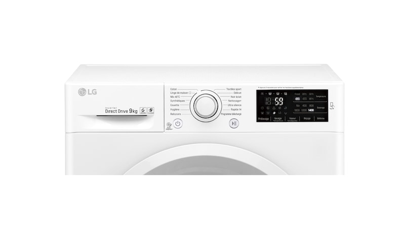 LG Lave-Linge 9KG  |1400 tours | Turbo Wash™ |  6 Motion Direct Drive™ | Smart Diagnosis™ | Moteur Direct Drive™ – Garanti 10 ans , LG FH4U2VFN3