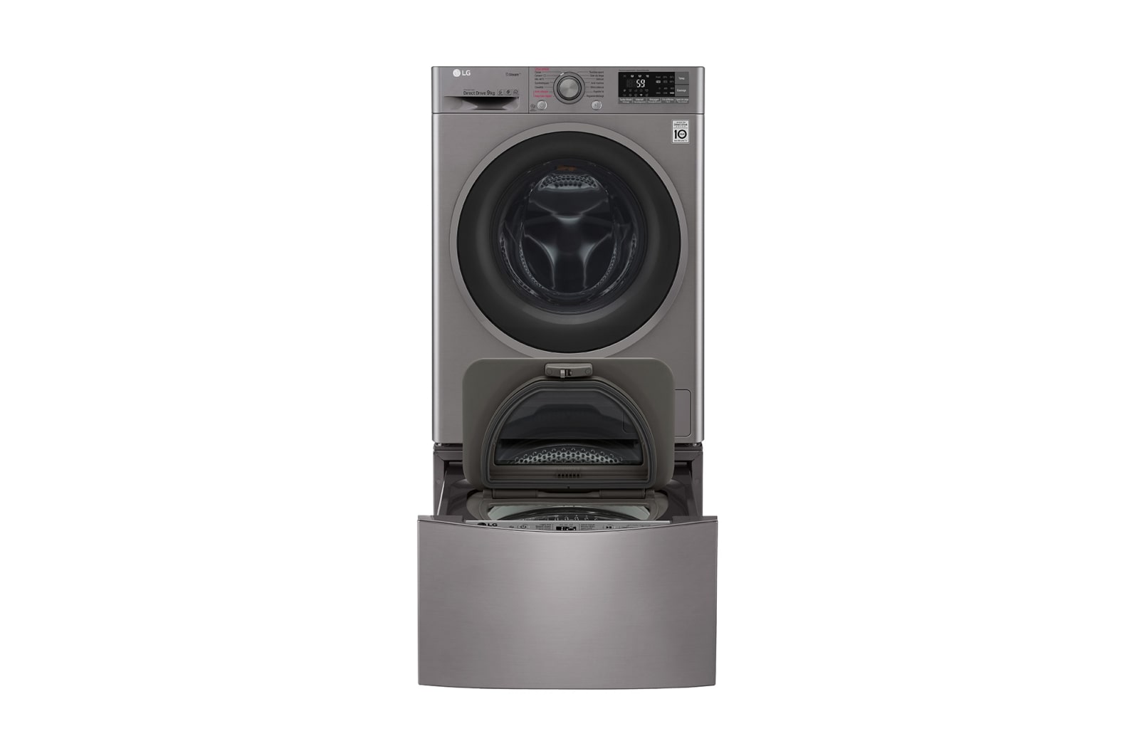 LG TWINWash™MINI LANCEZ DEUX MACHINES SIMULTANÉMENT OU INDÉPENDAMMENT ! Lave-linge 2 KG | 3 Motion Direct Drive™ | Wi-Fi | Smart Diagnosis™ | Moteur Direct Drive™ garanti 10 ans | TWINWash™MINI, LG FM27K5IX | Stone Silver