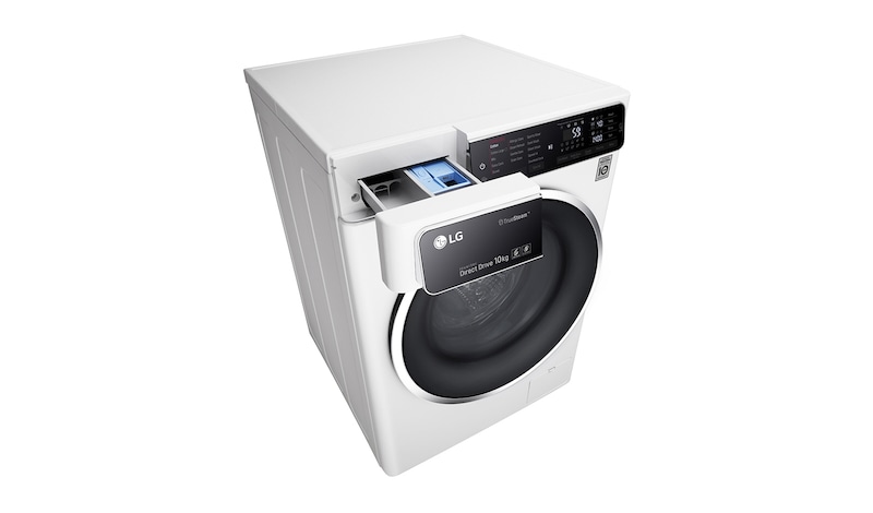 LG Lave-Linge 10KG | TurboWash™ | 6 Motion Direct Drive | Truesteam™ | Bandeau incliné tactile | Finitions chromées | Smart NFC Tag On, LG F14952WHS