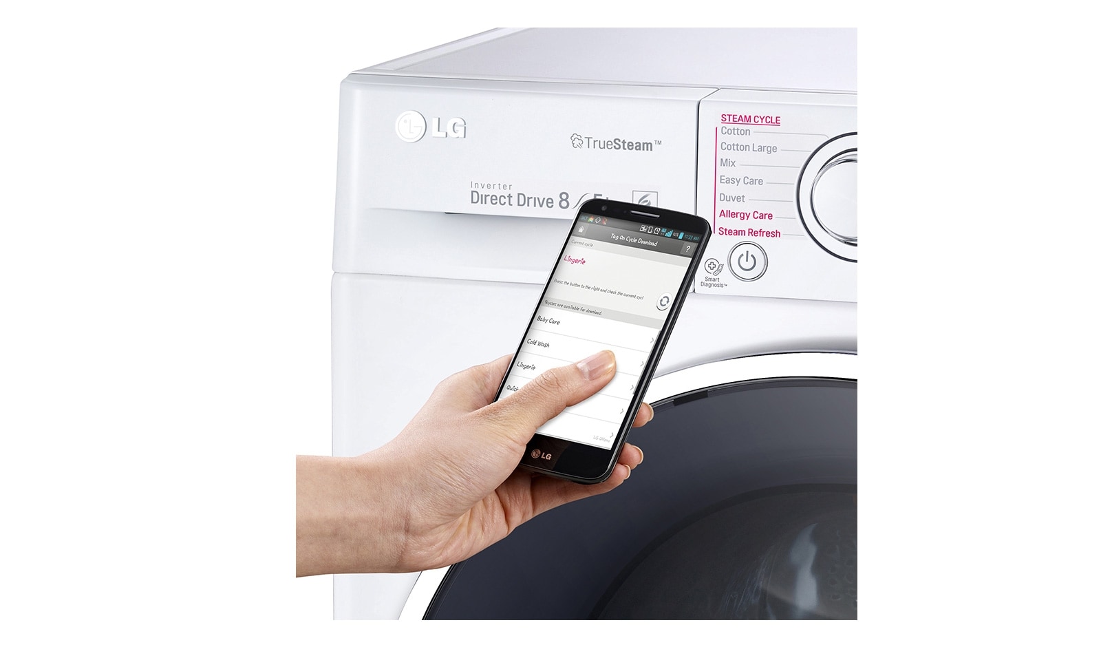 LG Lavante-séchante 8/5KG | 6 Motion™ Direct Drive | EcoHybrid | Smart NFC Tag On | True Steam, LG F14U2TDH1N