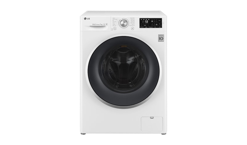 Vue avant de Lave-Linge 7KG | TurboWash™ | 6 Motion Direct Drive | Finitions chromées | Smart NFC Tag On LG F74902WH