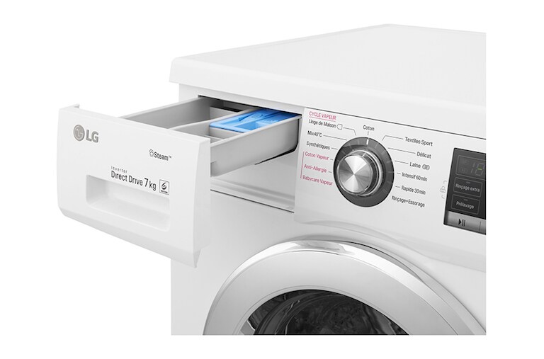 LG Lave-Linge 7KG | Moteur Direct Drive™ |  6 Motion Direct Drive™  | Steam | A+++-30%  | Smart Diagnosis™, LG F74G62WHS