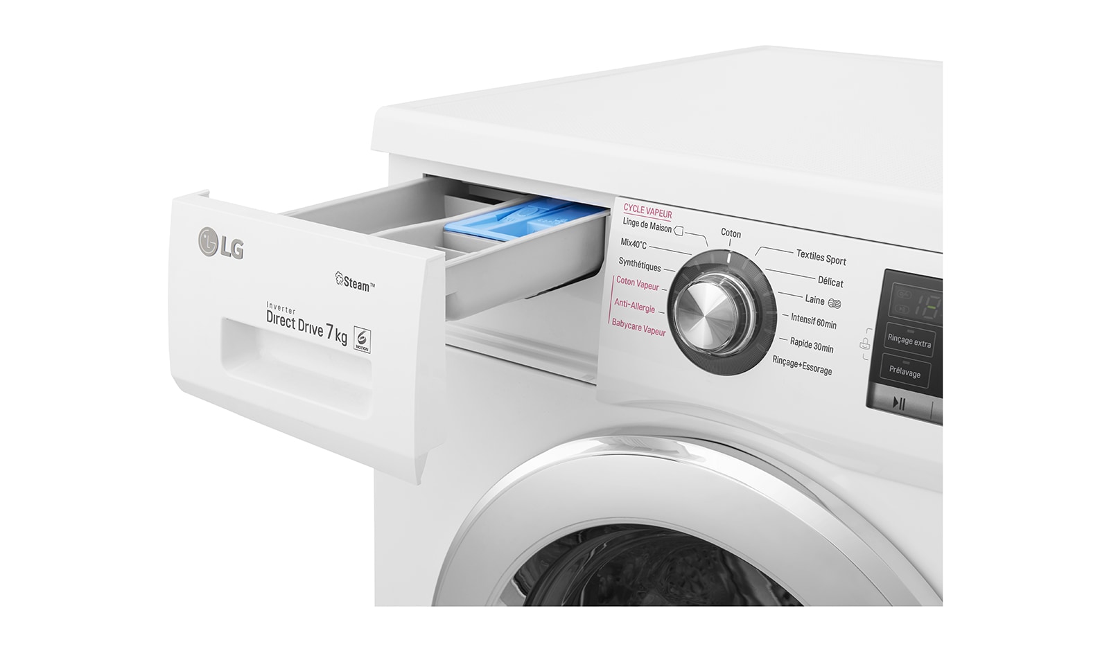 LG Lave-Linge 7KG | Moteur Direct Drive™ |  6 Motion Direct Drive™  | Steam | A+++-30%  | Smart Diagnosis™, LG F74G62WHS