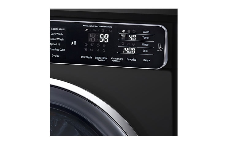 LG Lave-Linge 8KG | TurboWash™ | 6 Motion Direct Drive | Bandeau incliné tactile | Finitions chromées | Smart NFC Tag On, LG F84918BL