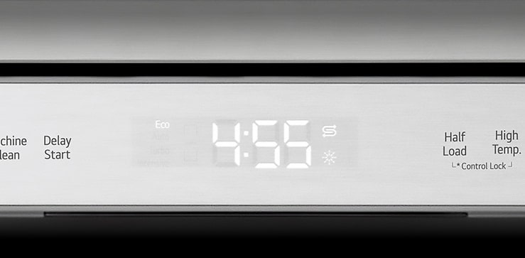 Le panneau LED du lave-vaisselle est présenté.