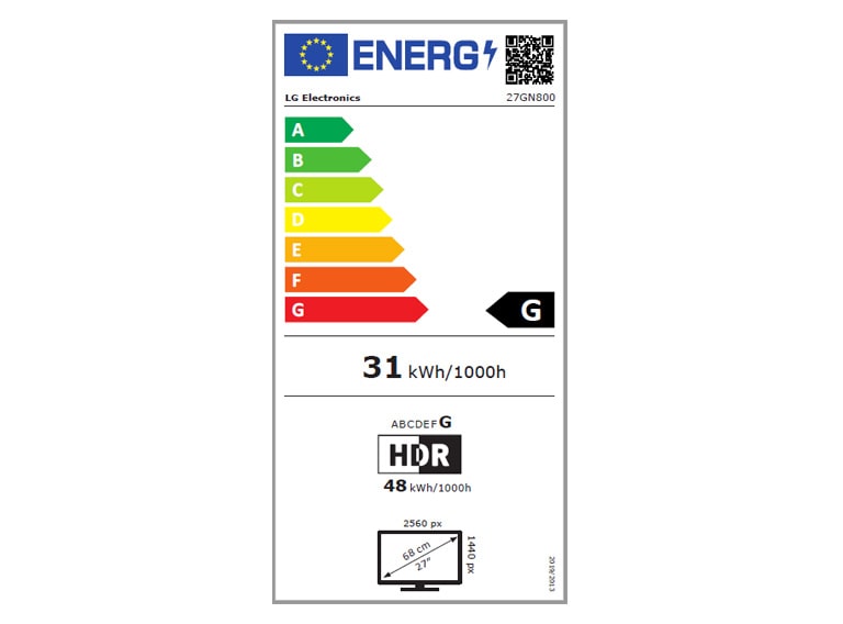 Etiquette Energie LG 27GN800