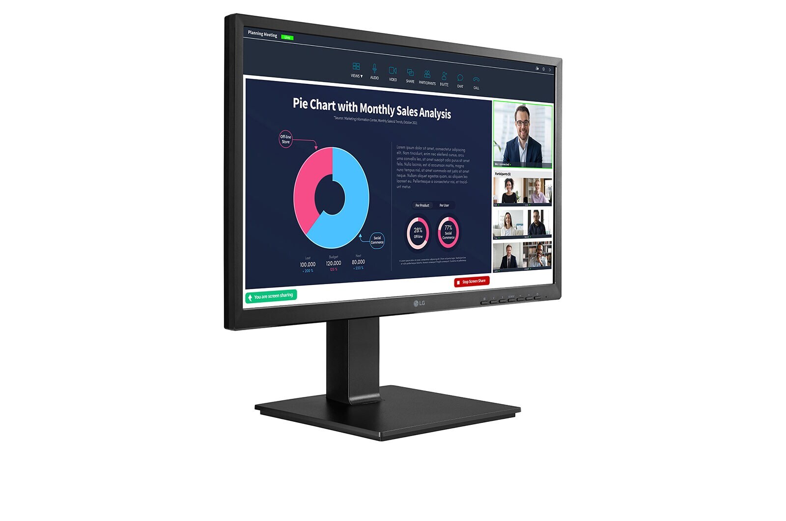 LG 23.8" (60 cm) | Écran IPS format 16/9ème | Résolution FHD 1920 x 1080 | USB-C (65W), RJ45 | Webcam et micro intégrés, LG 24BP750C-B