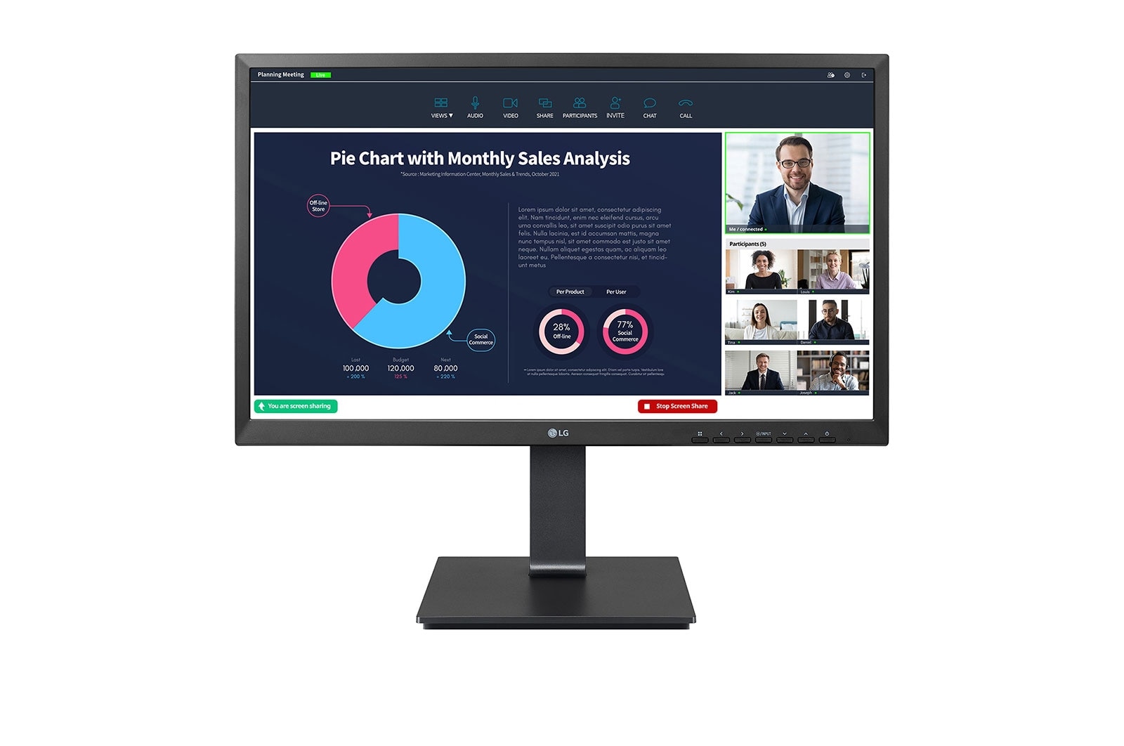 LG 23.8" (60 cm) | Écran IPS format 16/9ème | Résolution FHD 1920 x 1080 | USB-C (65W), RJ45 | Webcam et micro intégrés, LG 24BP75CP-B