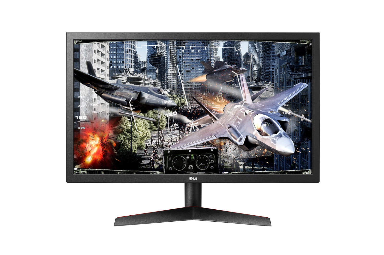 Vue avant de 24&#34; (60 cm) | Résolution 1920 × 1080 | Tps réponse 1ms |HDMI, Display Port LG 24GL600F-B