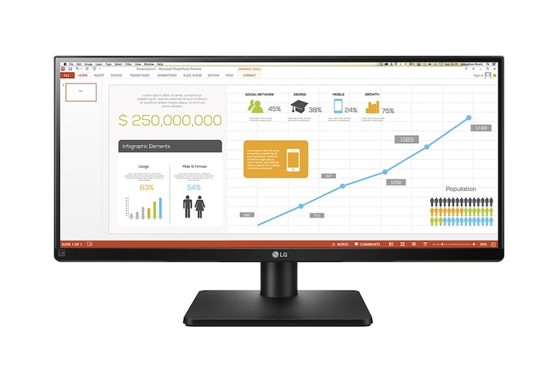 LG 29" (73 cm) | UW-FHD Moniteur LED IPS 21/9ème, LG 29UB67-B