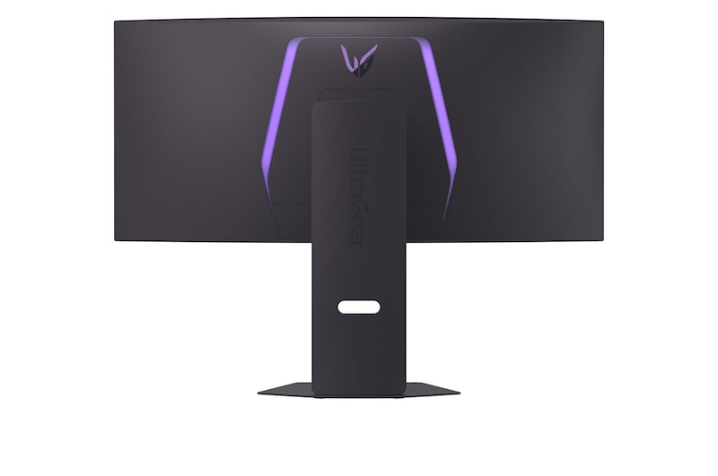 Moniteur LG 34GX900A au fini sombre affichant les dimensions de l'écran incurvé, mesurant 784.1 mm de largeur, 358.3 mm de hauteur d'écran, 470.4~580.4 mm de hauteur totale et 291.8 mm de profondeur.