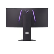 Moniteur LG 34GX900A au fini sombre affichant les dimensions de l'écran incurvé, mesurant 784.1 mm de largeur, 358.3 mm de hauteur d'écran, 470.4~580.4 mm de hauteur totale et 291.8 mm de profondeur.