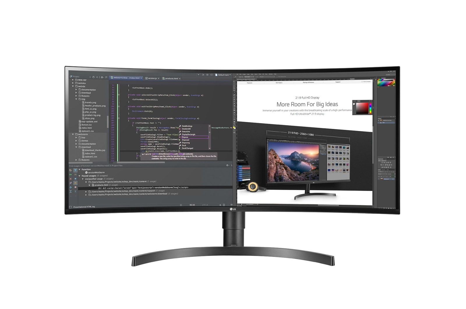 Vue avant de 34&#34; (86 cm) | Moniteur LED IPS 21/9ème | Résolution UW QHD 3440x1440 LG 34WL75C-B
