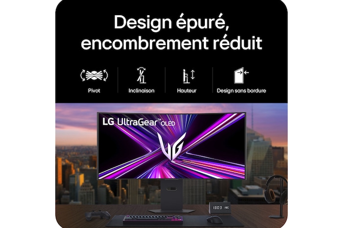vue avant du moniteur avec le support en bas