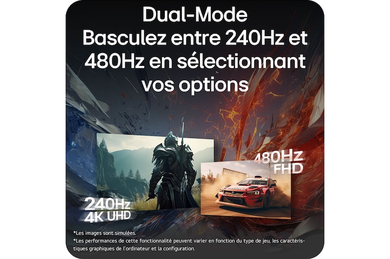 Dual-Mode Basculez entre 240Hz et 480Hz en sélectionnant vos options