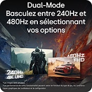 Dual-Mode Basculez entre 240Hz et 480Hz en sélectionnant vos options