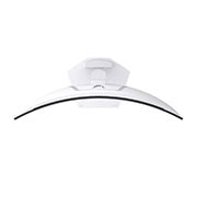 Moniteur LG 34GX90SA au fini blanc affichant les dimensions de l'écran incurvé, mesurant 784.1 mm de largeur, 358.3 mm de hauteur d'écran, 580.4 mm de hauteur totale et 291.8 mm de profondeur.