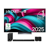 Vue avant de Pack | 65'' TV LG OLED evo AI C5 2025 + Barre de son S95TR OLED65C59LB.S95T001