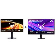 Vue avant de Pack | Moniteur gaming 27" OLED + 27'' (68,5 cm) Moniteur gaming IPS |  LG 27GX790B-B.27G411A