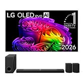Vue avant de Pack | OLED evo AI G6 65" (164 cm) 2026 + Barre de son S95TR OLED65G66LS.S95T001