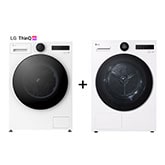 Vue avant de Pack Lave-linge 11 kg | Molette avec écran LCD intégré | AI DD™ +Sèche linge 9 kg | Molette écran LCD LG F14X76WHST.RH9X76W
