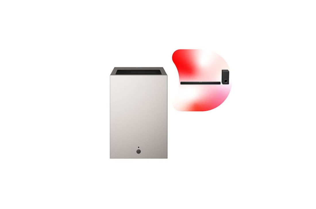 Front view of LG CineBeam S Mini UST Projector, 4K UHD, 3-ch RGB Laser, 450,000:1 Contrast, Max. 100" screen size, White - PU615U