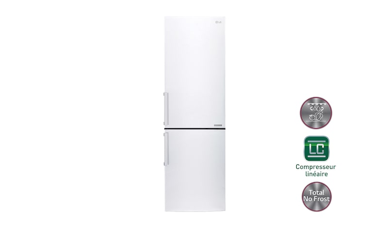 LG Réfrigérateur combiné | Total No Frost | Compresseur linéaire inverter | Smart Diagnosis™ | Moist Balance Crisper | A++, LG GB6216BWH