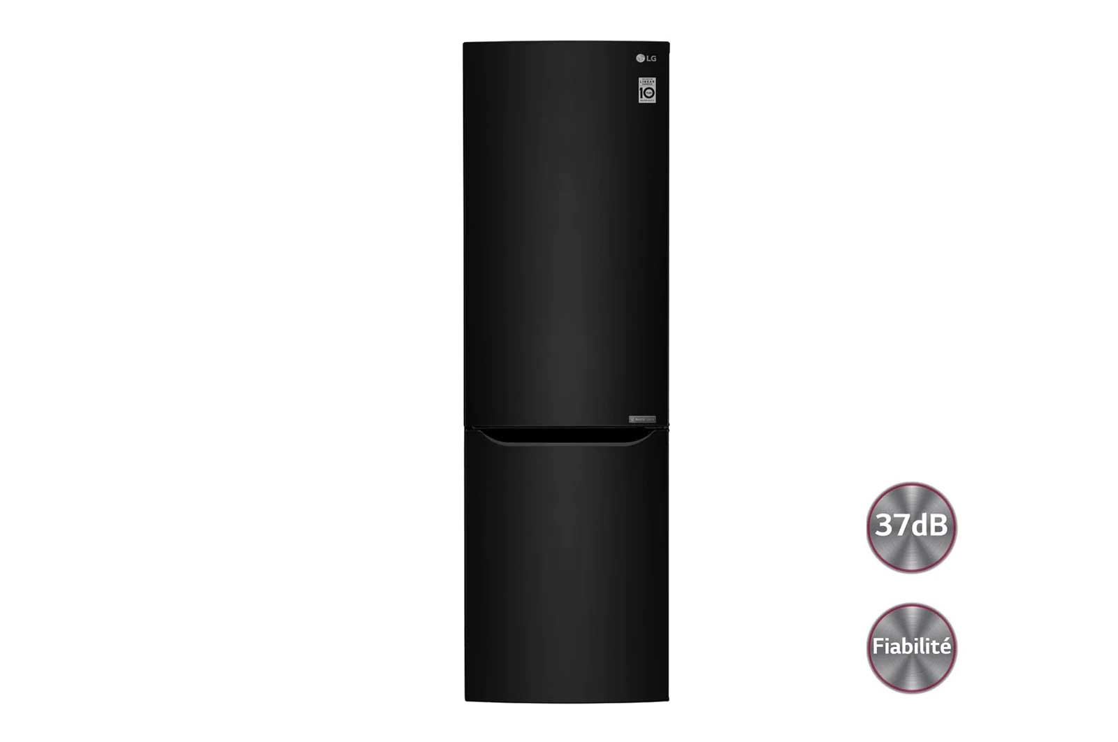 Vue avant de Réfrigérateur combiné | Total No Frost | Compresseur linéaire inverter | 37dB | Moist Balance Crisper LG GB6226SBL