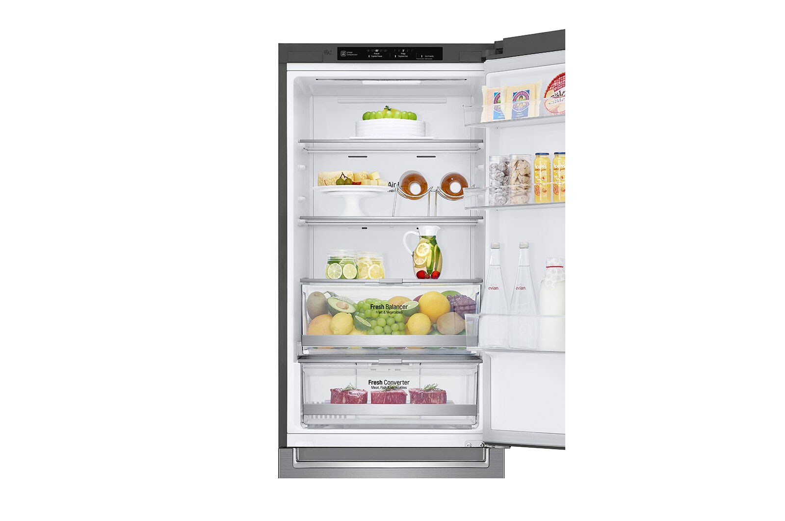 LG Réfrigérateur combiné 341L | Total No Frost  | Compresseur linéaire inverter | Smart Diagnosis™ | 36dB(C) | Moist Balance Crisper | Fresh converter , LG GBB71PZEZN