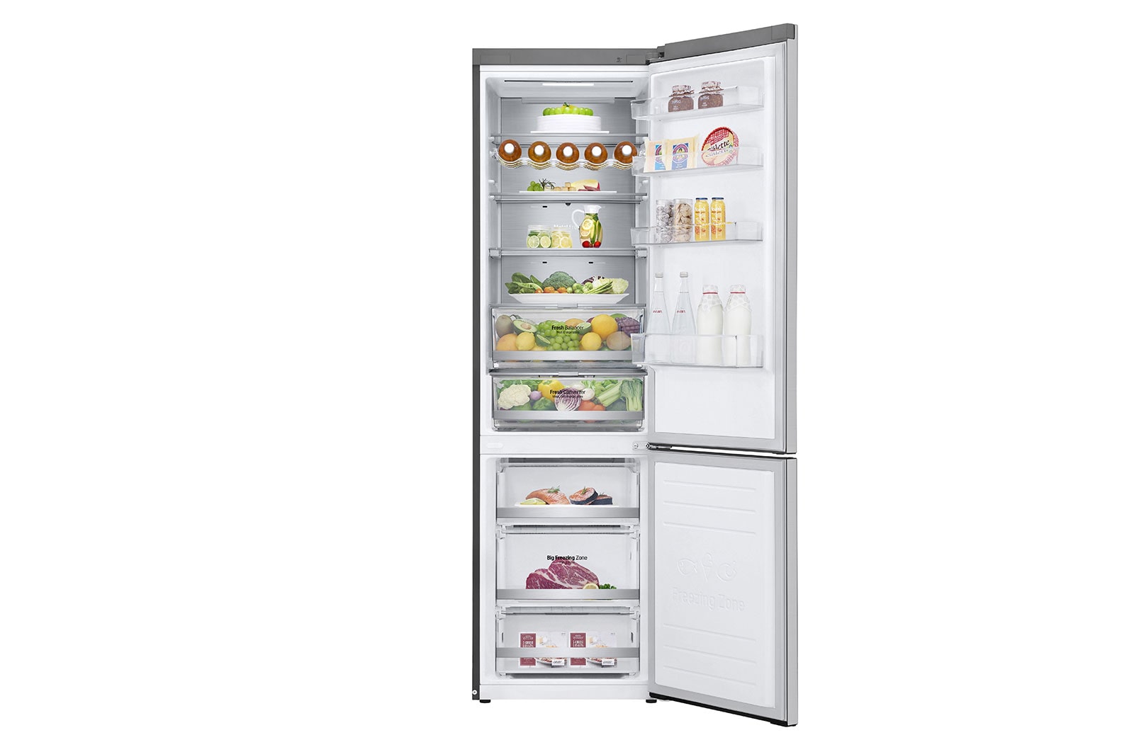 LG Réfrigérateur combiné | 384L | 35dB(B) | DoorCooling+ | Compresseur Linéaire Inverter, LG GBB72NSUCN