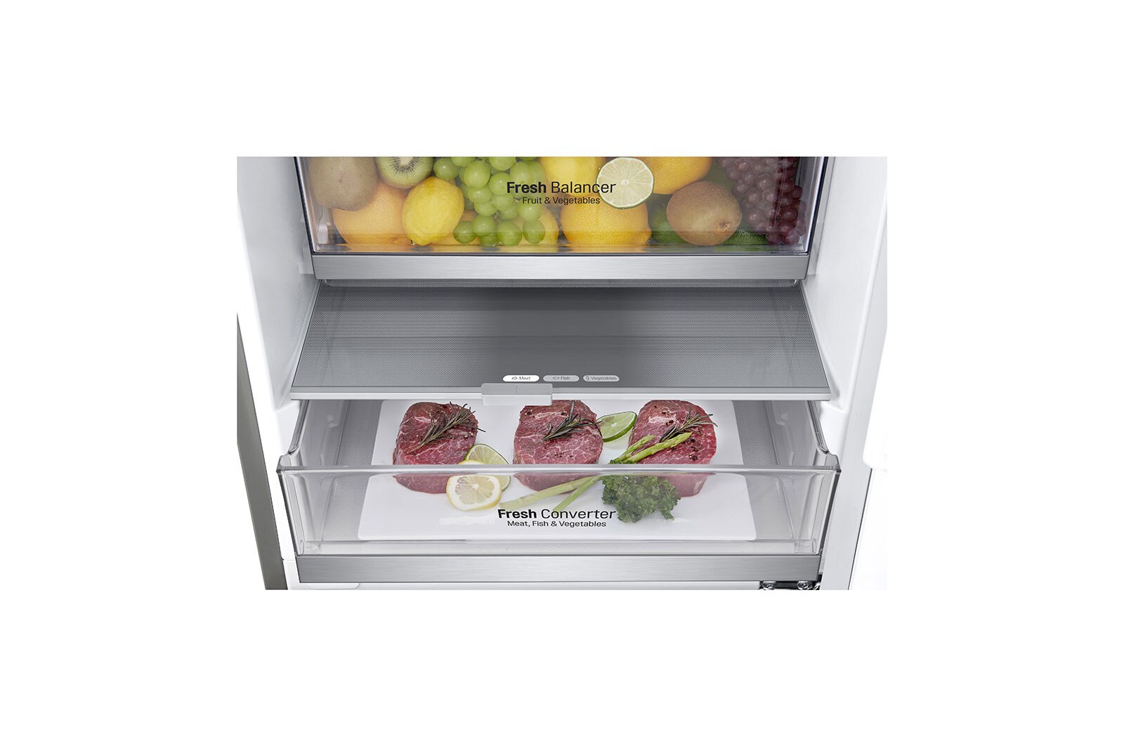 LG Réfrigérateur combiné | 384L | 35dB(B) | DoorCooling+ | Compresseur Linéaire Inverter, LG GBB72NSUCN