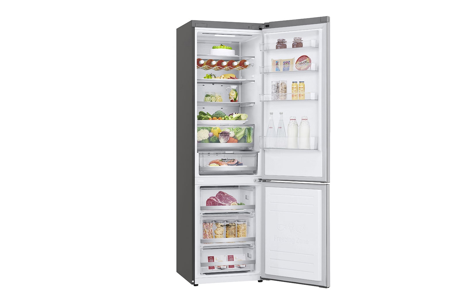 LG Réfrigérateur combiné | 384L | 35dB(B) | DoorCooling+ | Compresseur Linéaire Inverter, LG GBB72NSUCN
