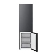 Étagère de réfrigérateur congélateur LG (gbbsj20dpy) surlignée en bleu avec des flèches vers le haut et vers le bas à droite. L’image montre une étagère pliée contenant deux bouteilles d’eau