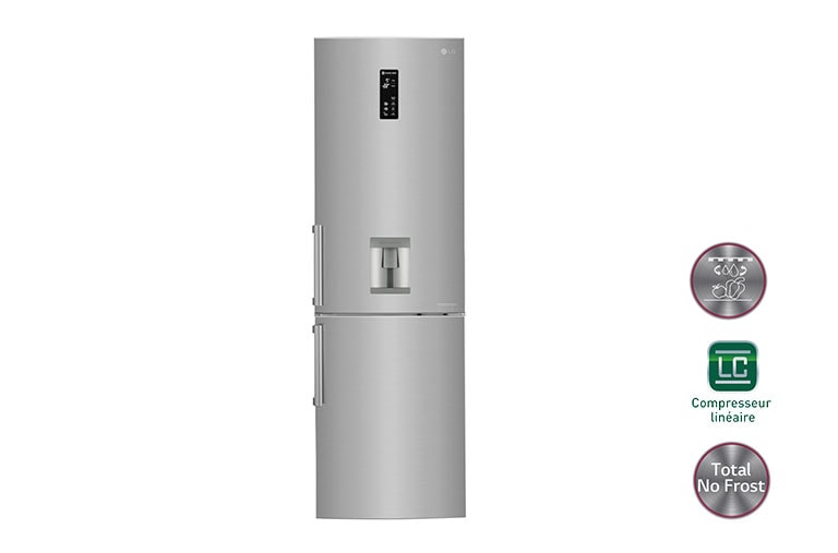 Vue avant de Réfrigérateur combiné | Total No Frost | Compresseur linéaire inverter | Smart Diagnosis™ | Moist Balance Crisper | A&#43;&#43; LG GBF6226BPS