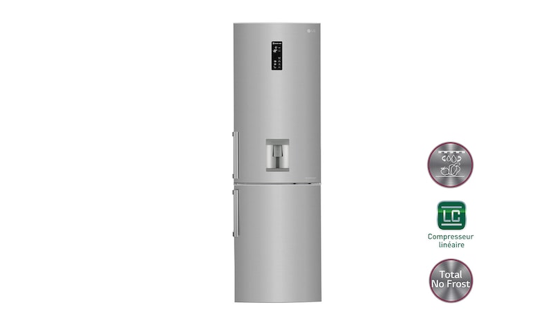 Vue avant de Réfrigérateur combiné | Total No Frost | Compresseur linéaire inverter | Smart Diagnosis™ | Moist Balance Crisper | A++ LG GBF6226BPS
