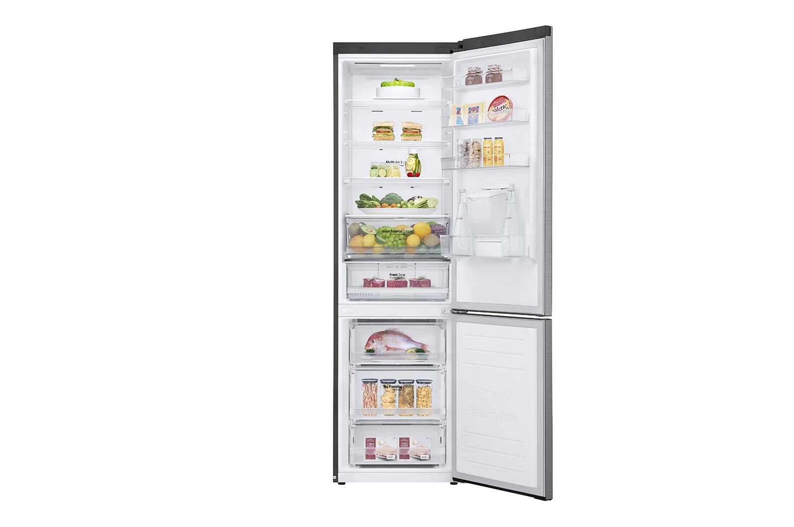 LG Réfrigérateur combiné | 383L | E | 36dB(C) | Total No Frost | Compresseur Linéaire Inverter , LG GBF62PZHZN