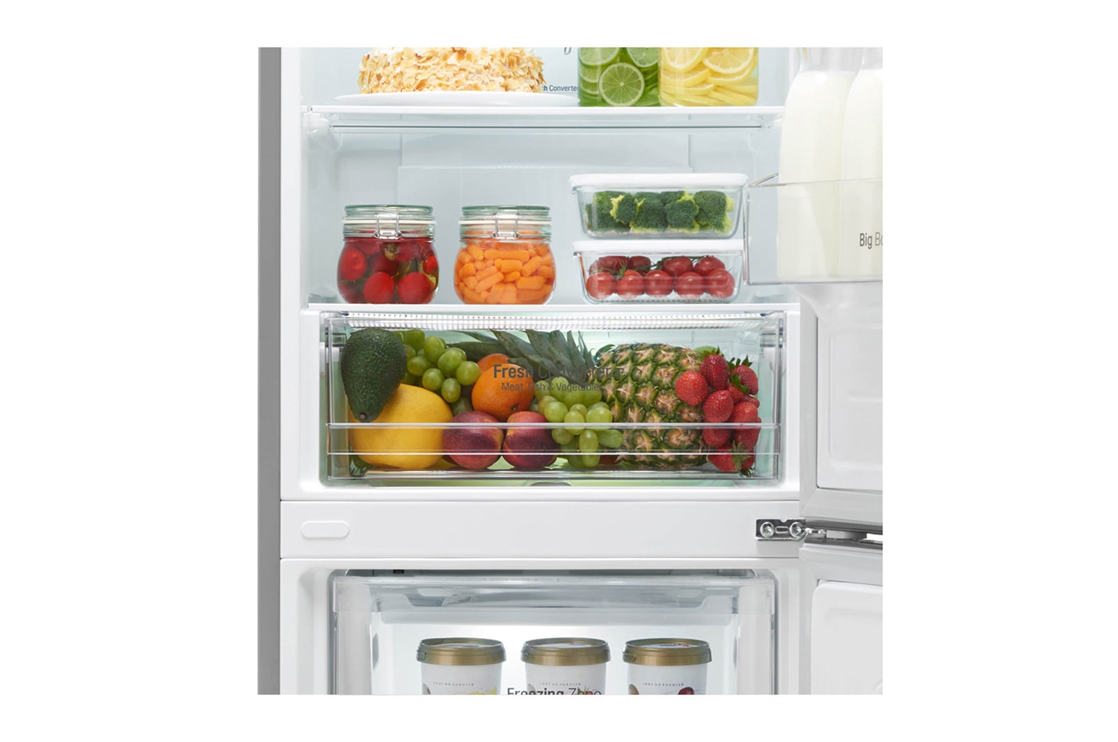 LG Réfrigérateur combiné | Total No Frost  | Compresseur linéaire inverter | Moist Balance Crisper | Wi-Fi, LG GBP20DSQFS