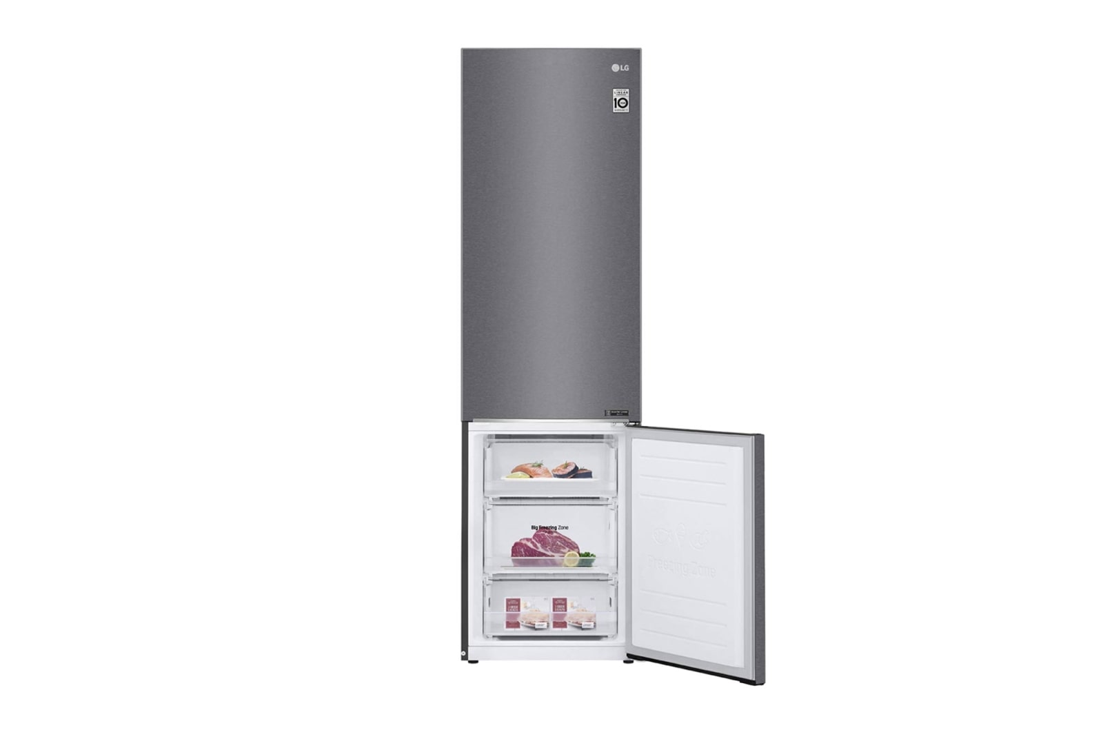 LG Réfrigérateur combiné | 384L | D | 36dB(C) | Total No Frost | Compresseur Linéaire Inverter, LG GBP62DSNFN