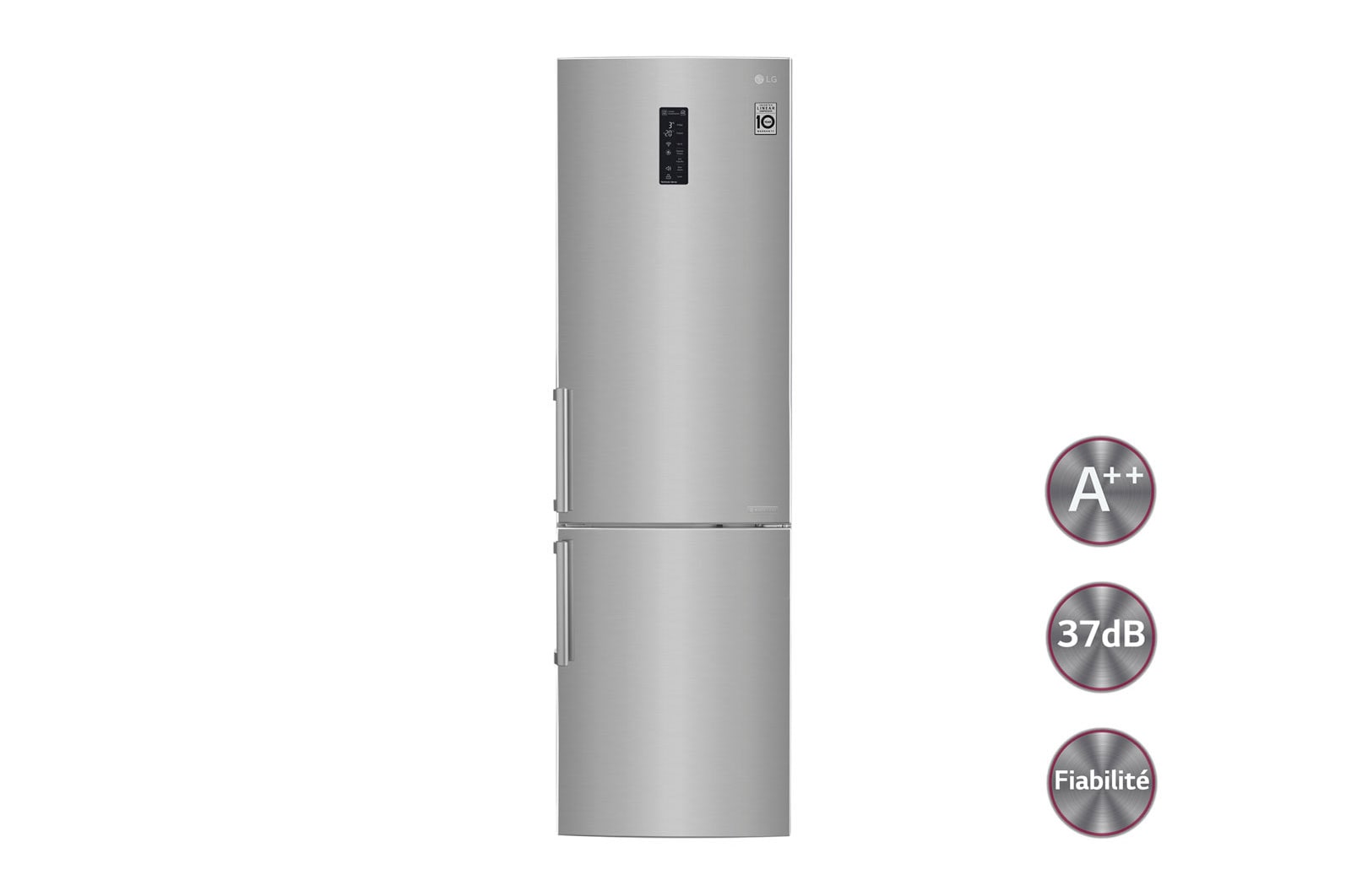 Vue avant de Réfrigérateur combiné | Total No Frost | Compresseur linéaire inverter | 37dB | Connecté Wi-Fi | Moist Balance Crisper LG GBW6326BPS